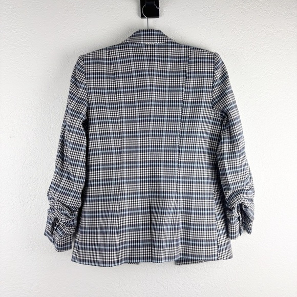 Veronica Beard Caldwell Dickey Jacket Blazer Blue White Plaid Size 4 Houndstooth - Picture 6 of 10